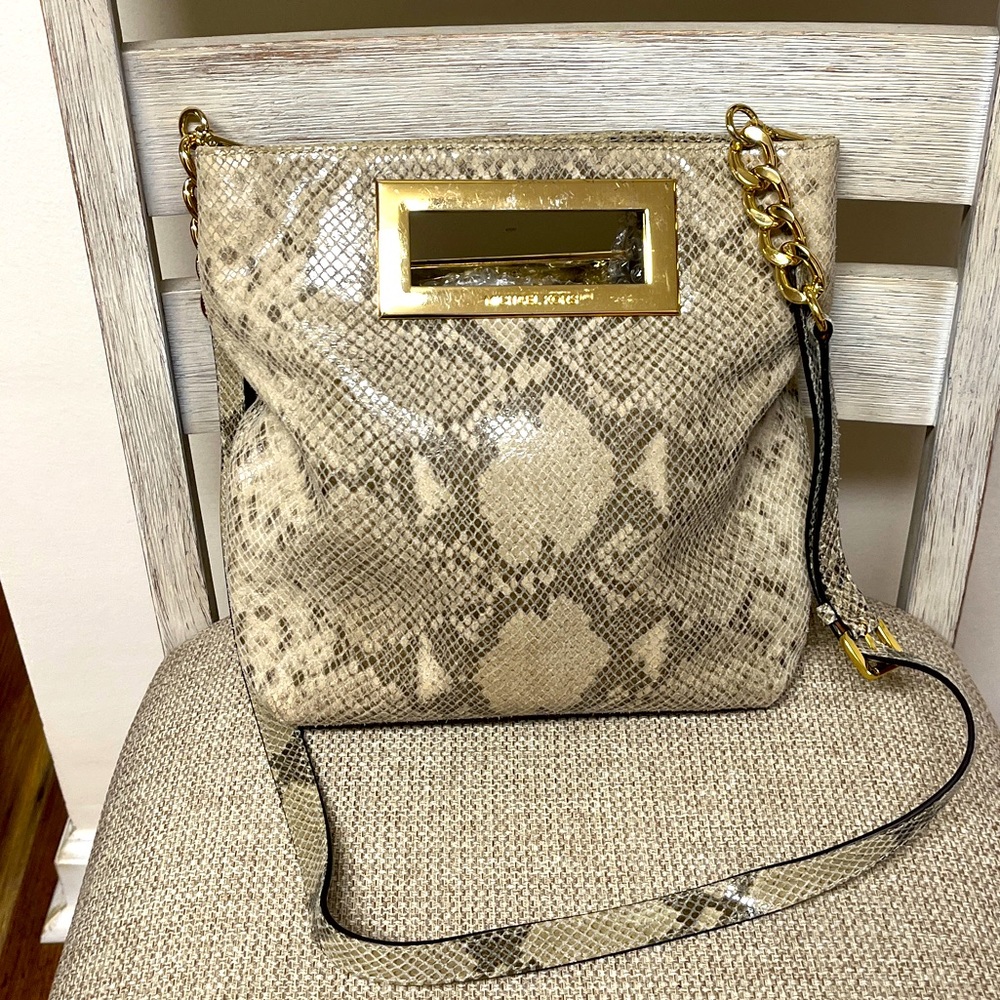 Michael Kors crossbody/Clutch, EUC, snakeskin pattern, soft, heavy feel